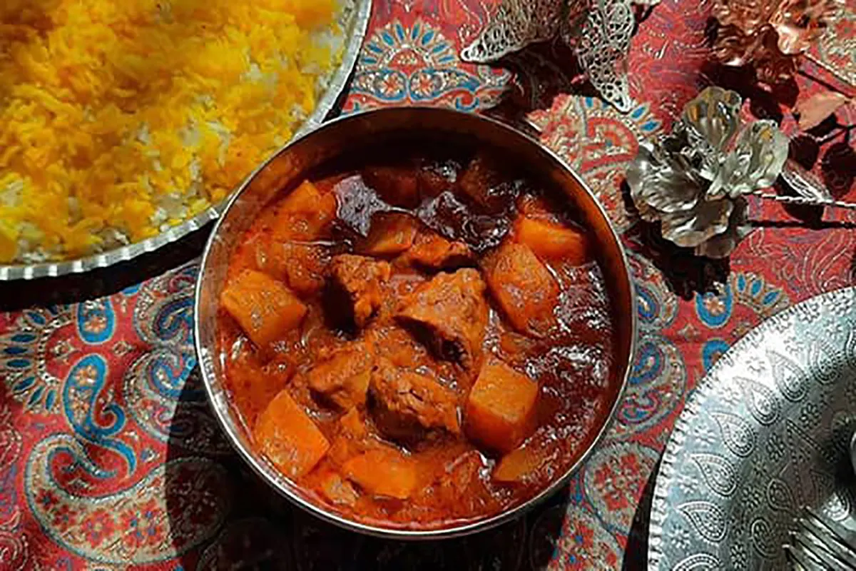 خورش کدو حلوایی با مرغ